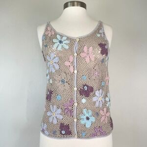 Vintage J Jill Vest Women S Cottagecore Fairy Hippie Whimsical Festival Crochet
